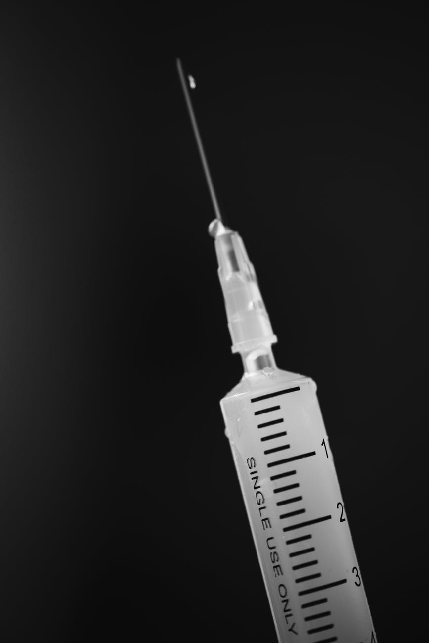 close up of white syringe