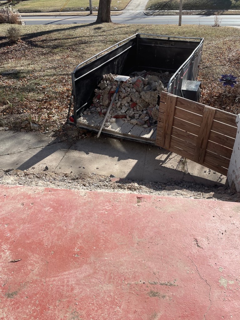 Chunks of concrete in trailer